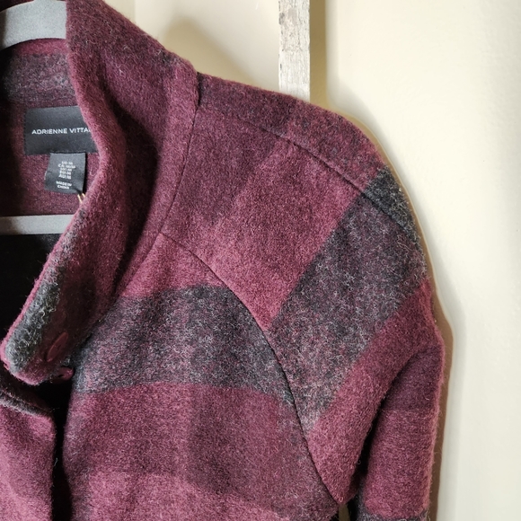 Adrienne Vittadini NWT Medium plaid wool blend pocket long snap coat - Picture 2 of 5